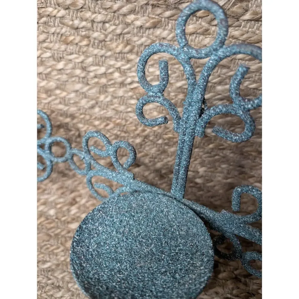 Vtg. Pair Of Metal Iron Cross Candle Holders Sconce Teal Blue Unique Home Decor